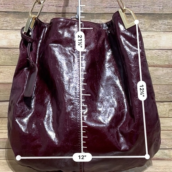 Badgley Mischka Maroon Leather Hobo Bag - Picture 6 of 10